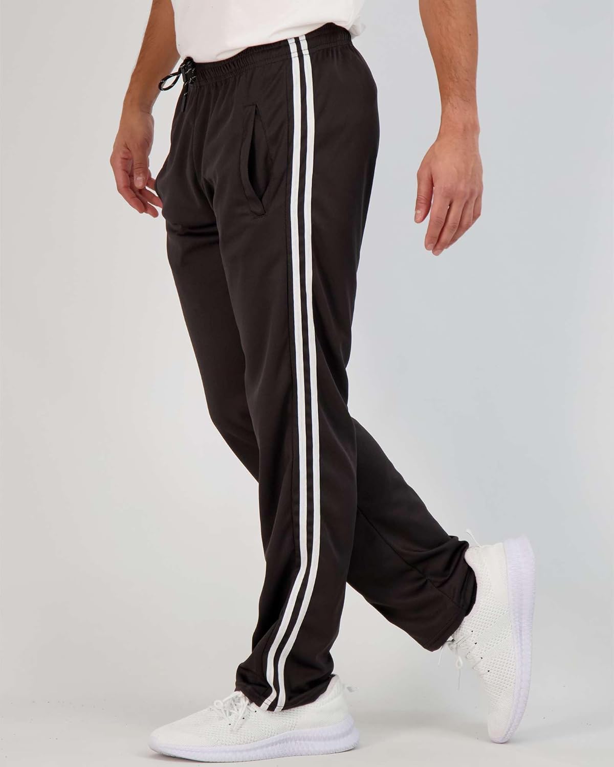 3 Pack: Men's Mesh Athletic Gym Workout Lounge Open Bottom Sweatpants with Pockets (Available in Big & Tall)