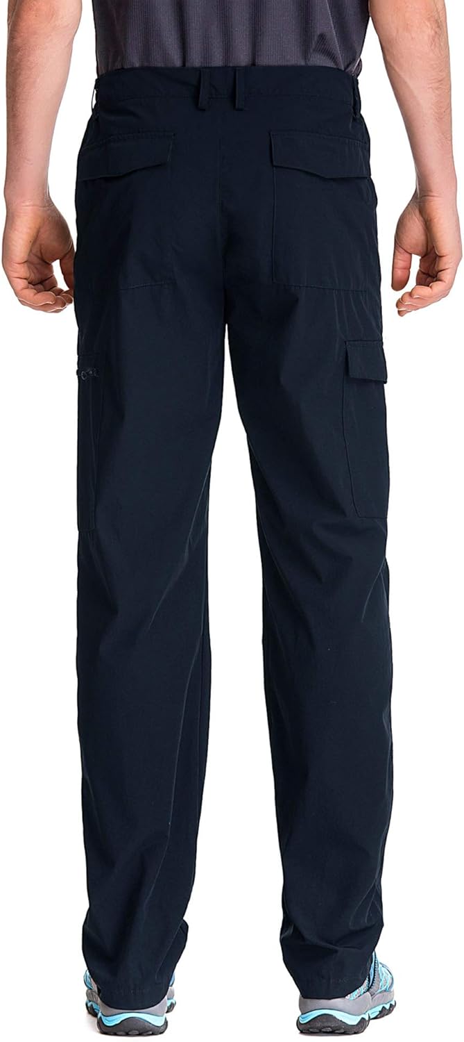 Men's Elastic-Waist Travel Pant Stretchy Lightweight Pant Multi-Pockets Quick Dry Breathable
