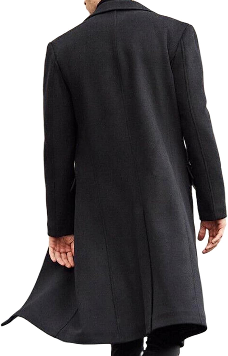 Men's Casual Trench Coat Slim Fit Notched Collar Long Jacket Overcoat Single Breasted Pea Coat wih Pockets