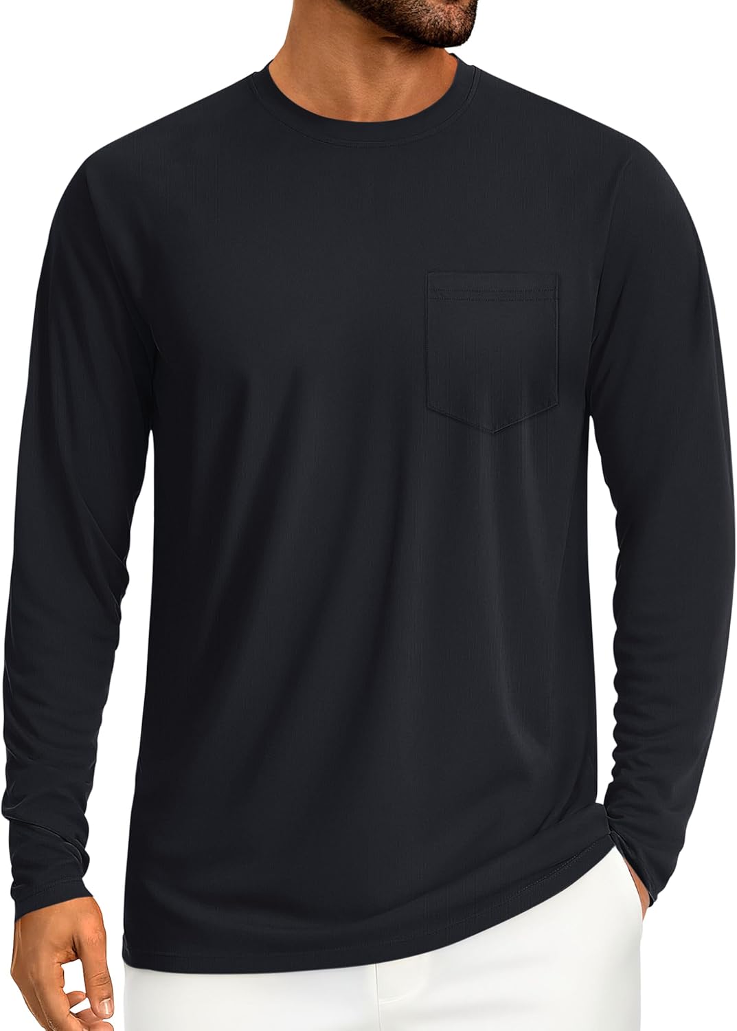 Men's Long Sleeve T-Shirts Cotton Casual T Shirts for Men Breathable Comfort Tee Shirts with Pocket