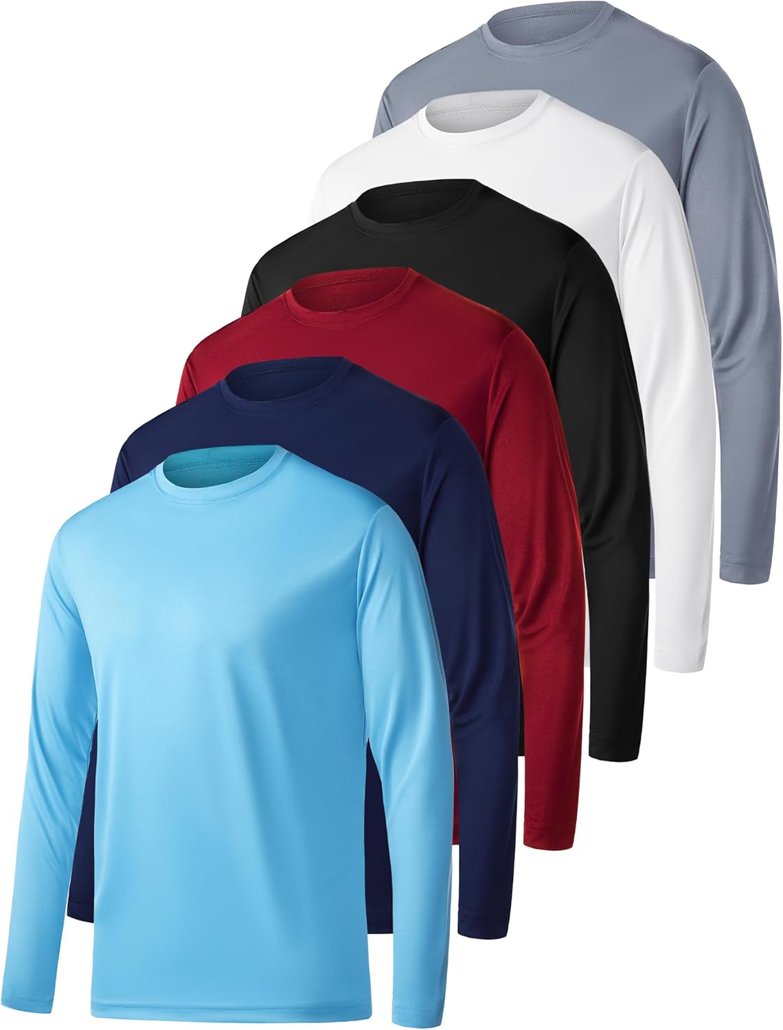 6 Pack Long Sleeve Shirts for Men Moisture Wicking  Sun Protection Tee Shirts Workout T Shirts Casual