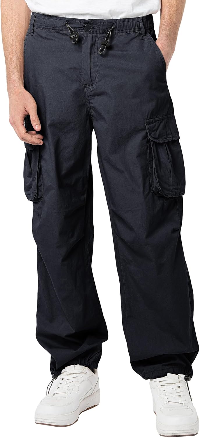 Men's Cargo Pants Trendy Casual Loose Fit Stretch Elastic Waist Work Pants Streetwear