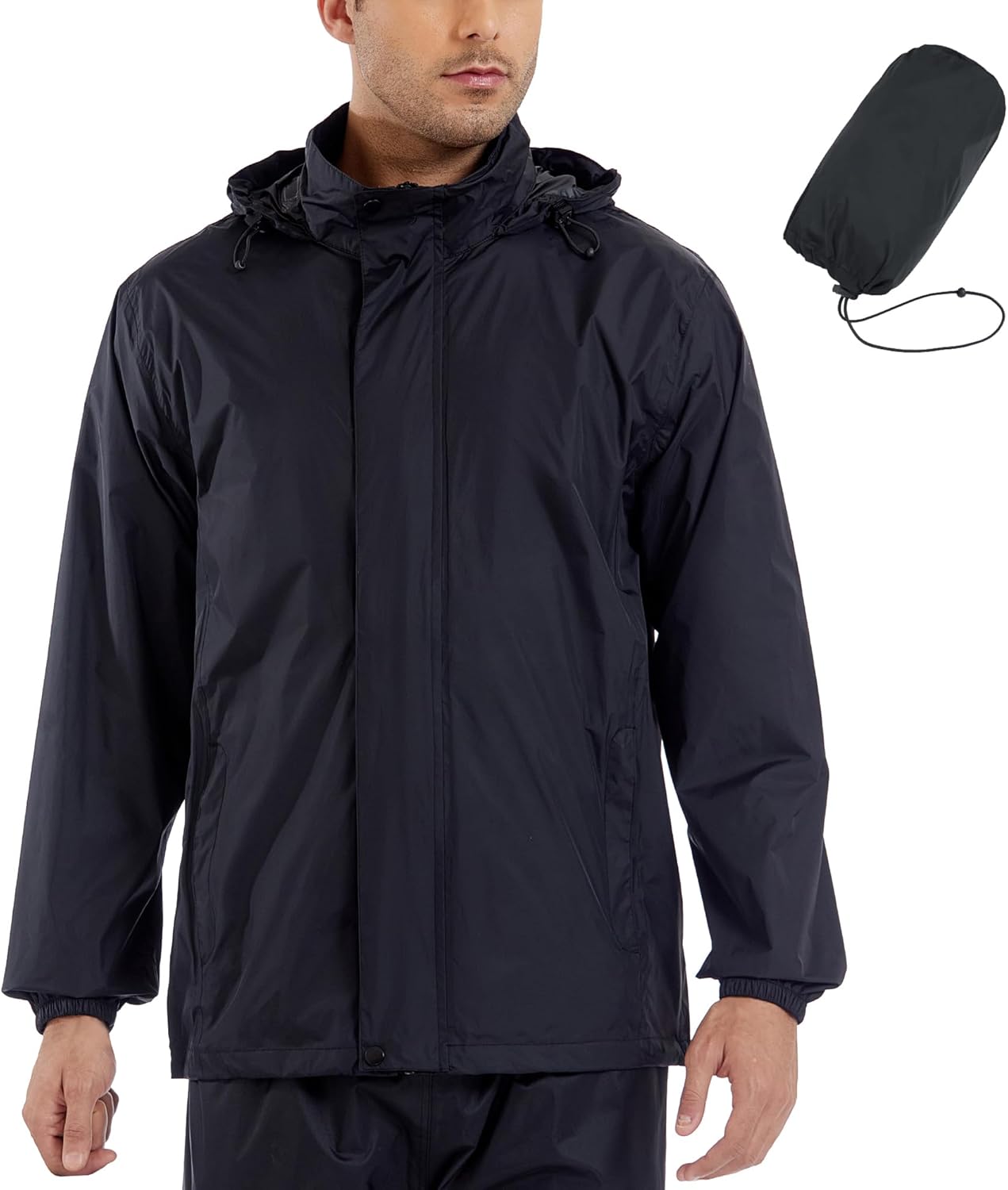 Men’s Rain Jacket with Hood Lightweight Rain Coats Waterproof Raincoat Packable Windbreaker for Hiking Cycling