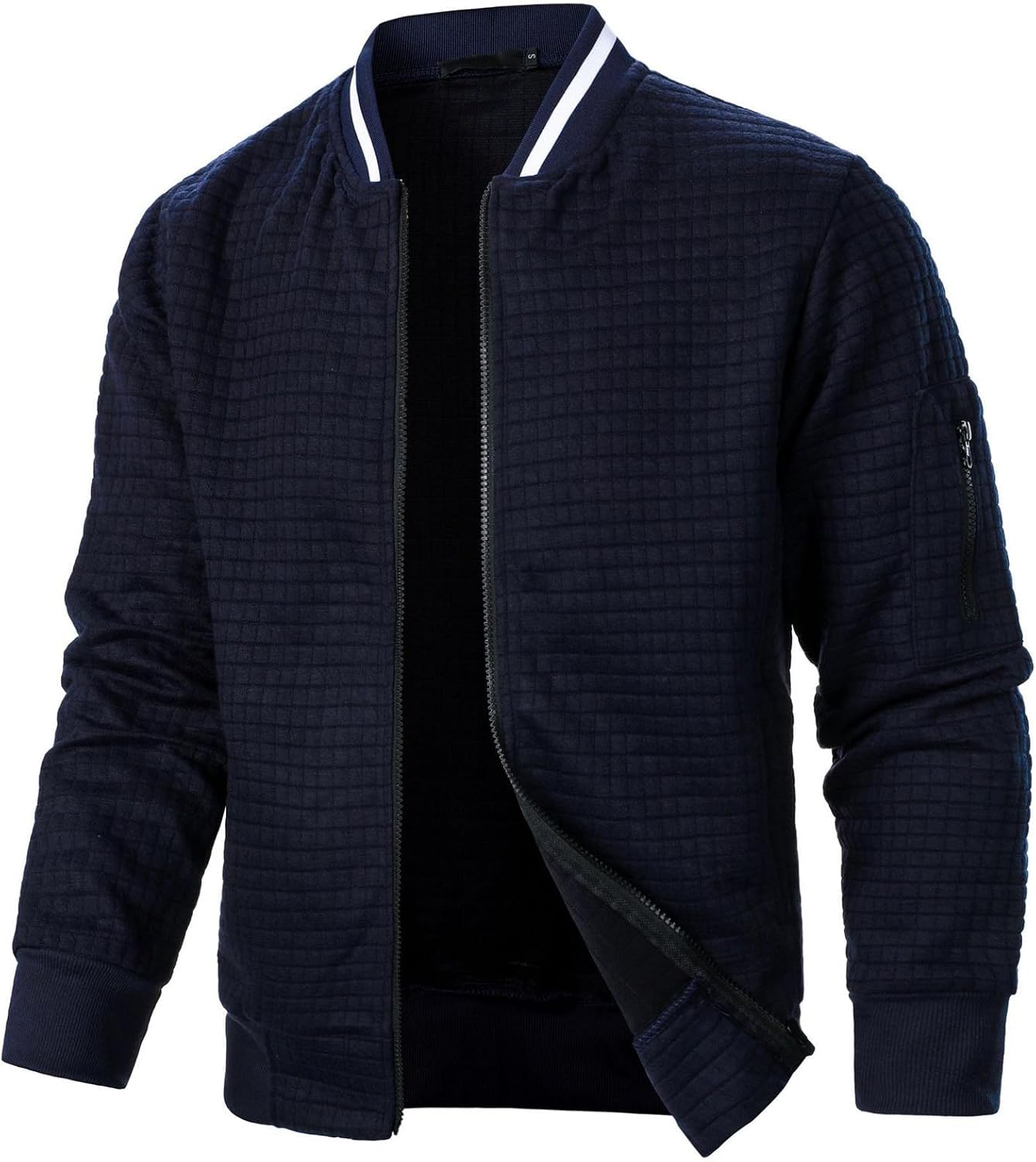 Men's Lightweight Jackets Casual Light Jackets for Men Waffle Bomber Jacket Varsity Coat with Zipper