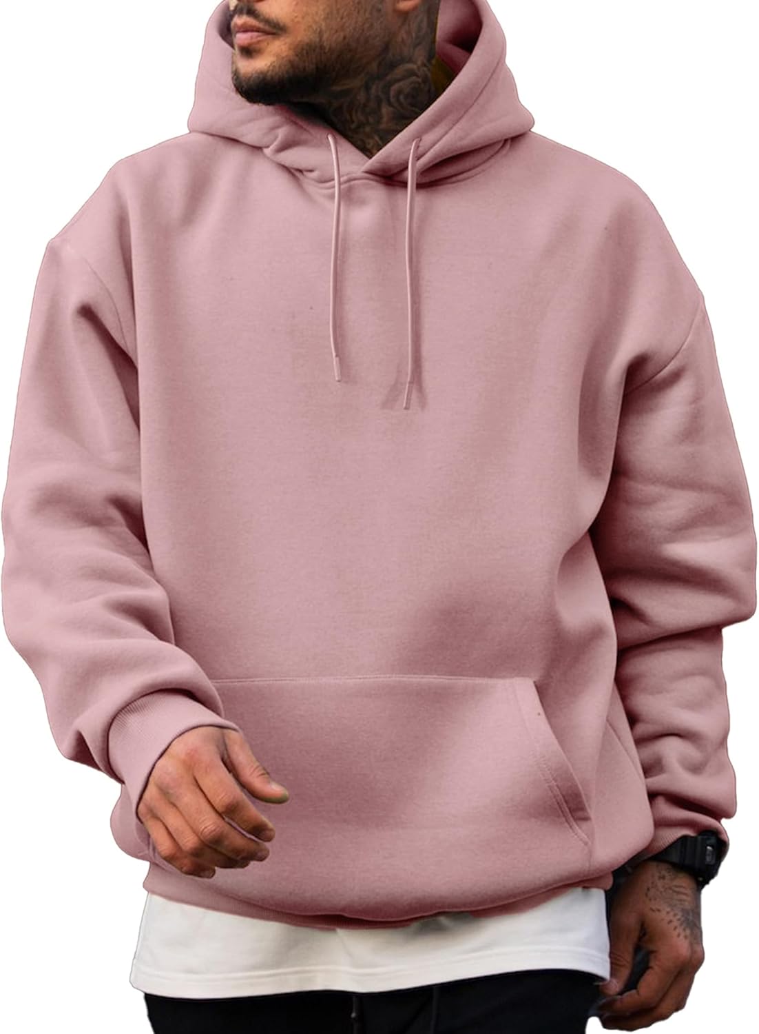 Mens Casual Cotton Hooded Collar Drawstring Hoodies Pullover Sweatshirts Casual Long Sleeve Shirts