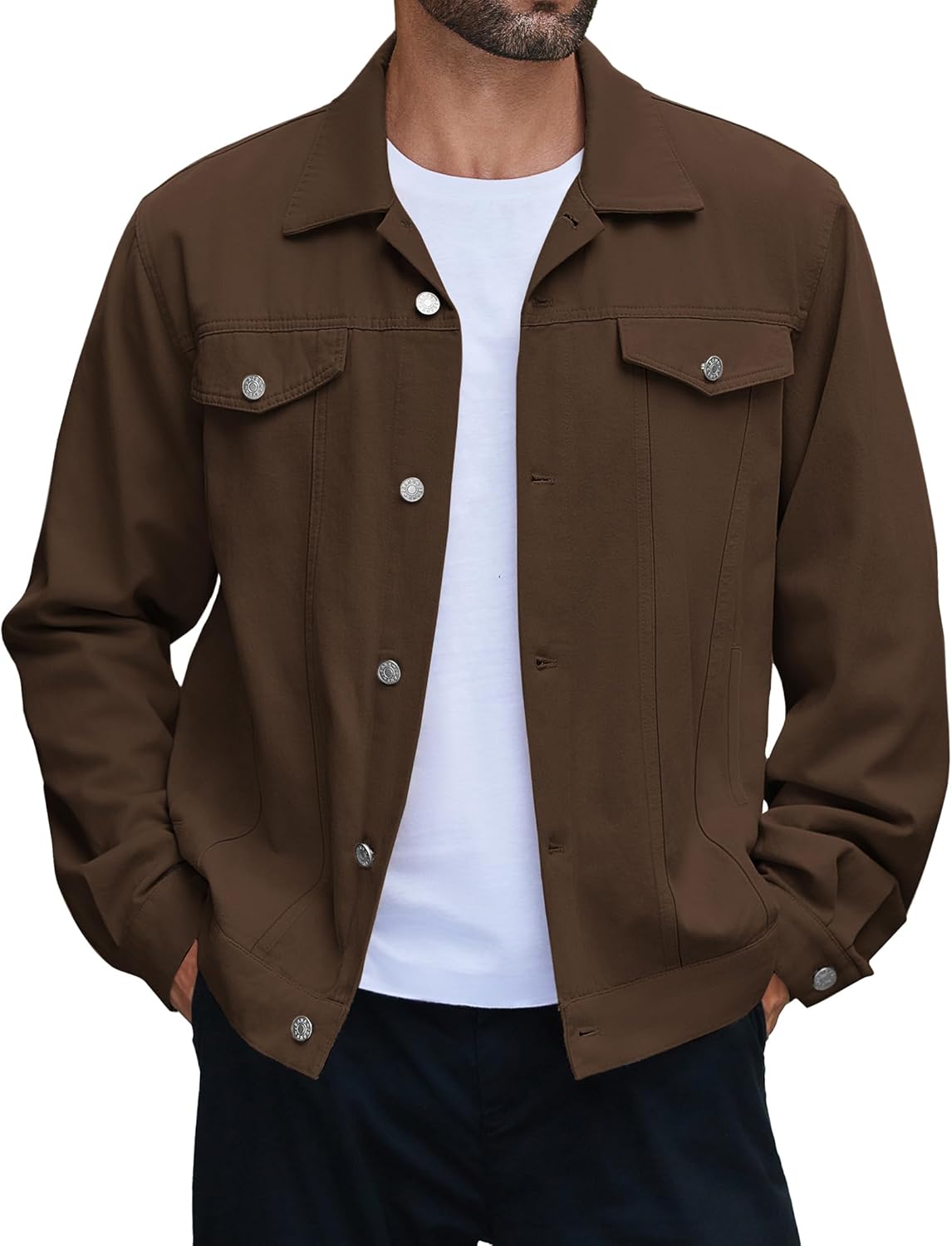 Men's Cotton Denim Jacket Lightweight Trucker Jackets Casual Washed Jean Jacket