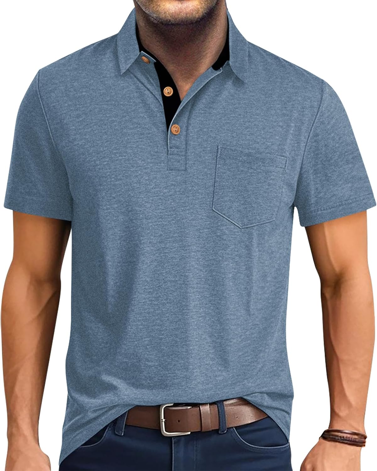 Casual  Shirts for Men Short Sleeve Quick Dry  Shirts Collared T-Shirt