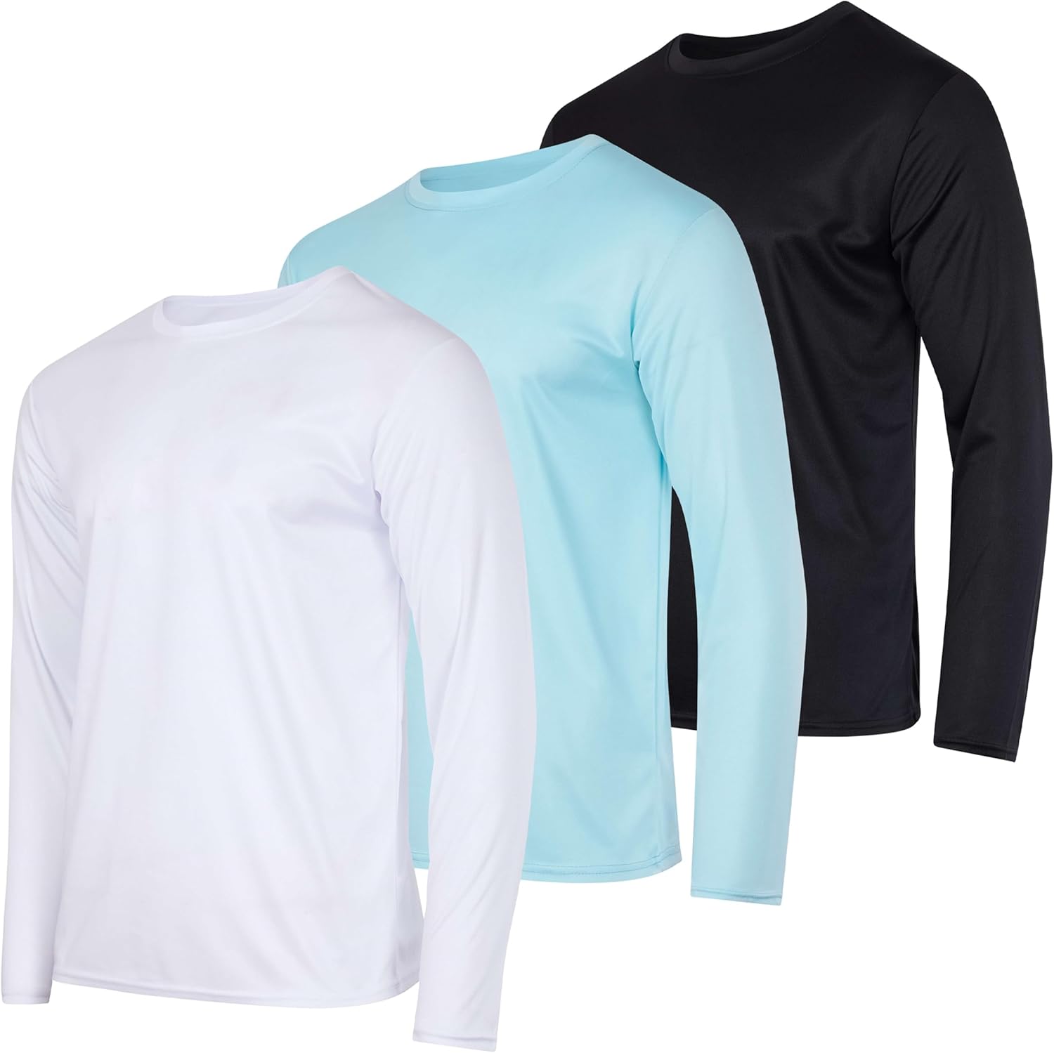 3 & 5 Pack: Men's Mesh Quick Dry Athletic Long Sleeve T-Shirt  UV Sun (Available in Big & Tall)