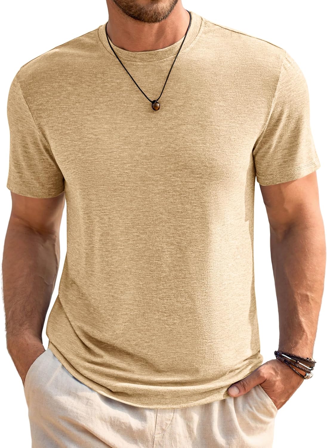 Mens Short Sleeve T-Shirts Classic Crew Neck Casual Shirt Summer Basic Lightweight Fashion Moisture Wicking Tees