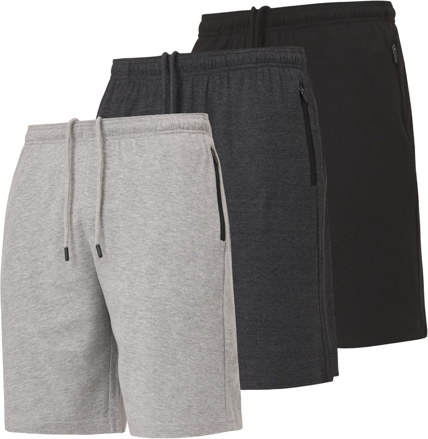 3 Pack Mens Shorts Casual Men's Athletic Short Workout Gym Shorts for Men with Zipper Pockets, Small - 5X